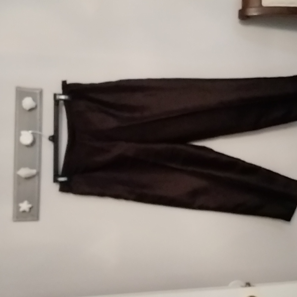 Black silk-like ankle slacks